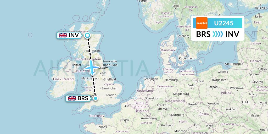 U2245 EasyJet Flight Map: Bristol to Inverness