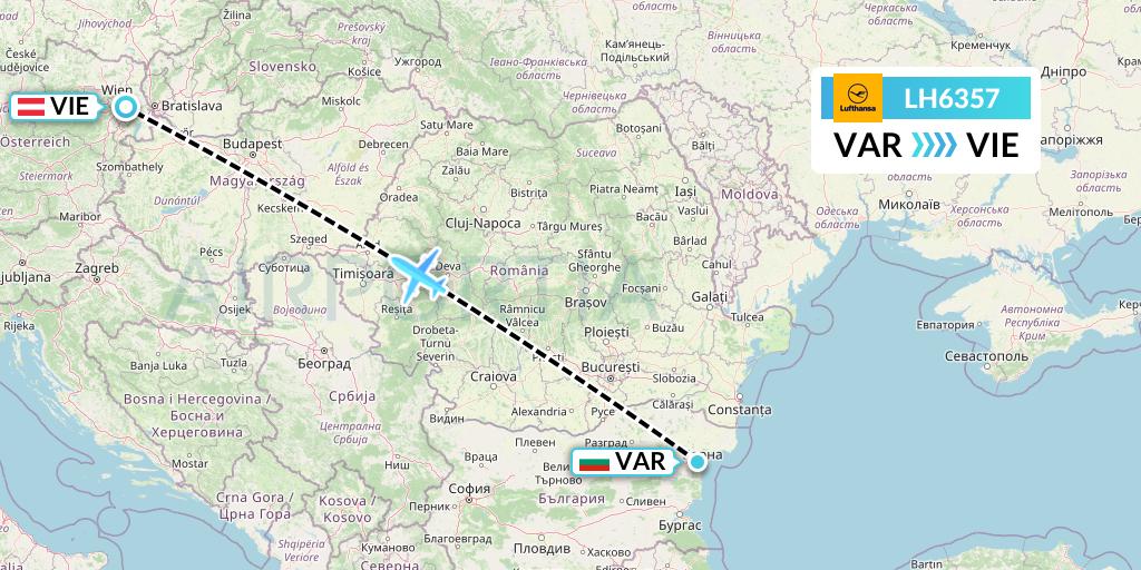 LH6357 Lufthansa Flight Map: Varna to Vienna