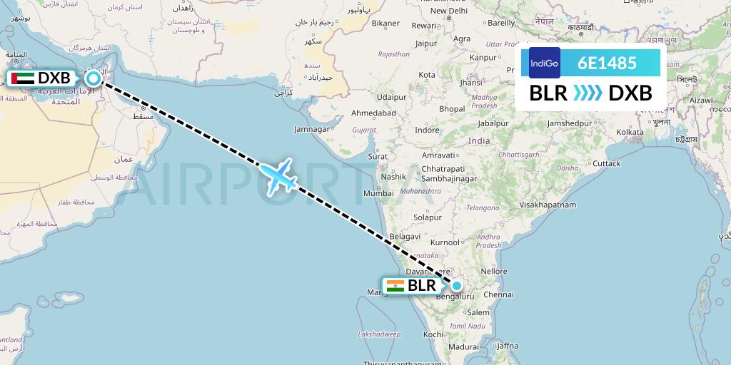 6E1485 Flight Status IndiGo Airlines Bangalore to Dubai (IGO1485)