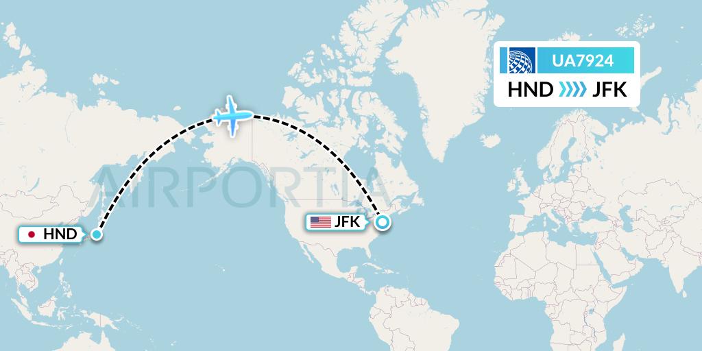 UA7924 United Airlines Flight Map: Tokyo to New York