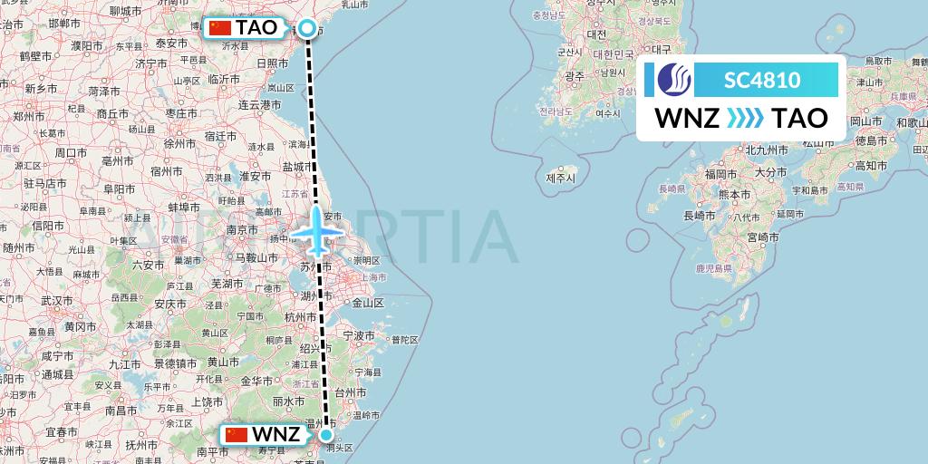 SC4810 Shandong Airlines Flight Map: Wenzhou to Qingdao