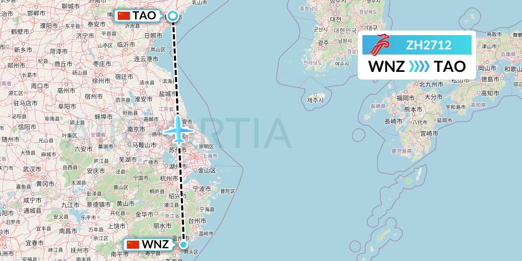 ZH2712 Shenzhen Airlines Flight Map: Wenzhou to Qingdao