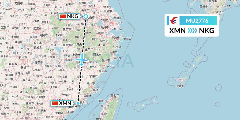 MU2776 China Eastern Airlines Flight Map: Xiamen to Nanjing