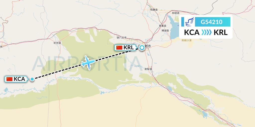 G54210 China Express Airlines Flight Map: Kuqa to Korla