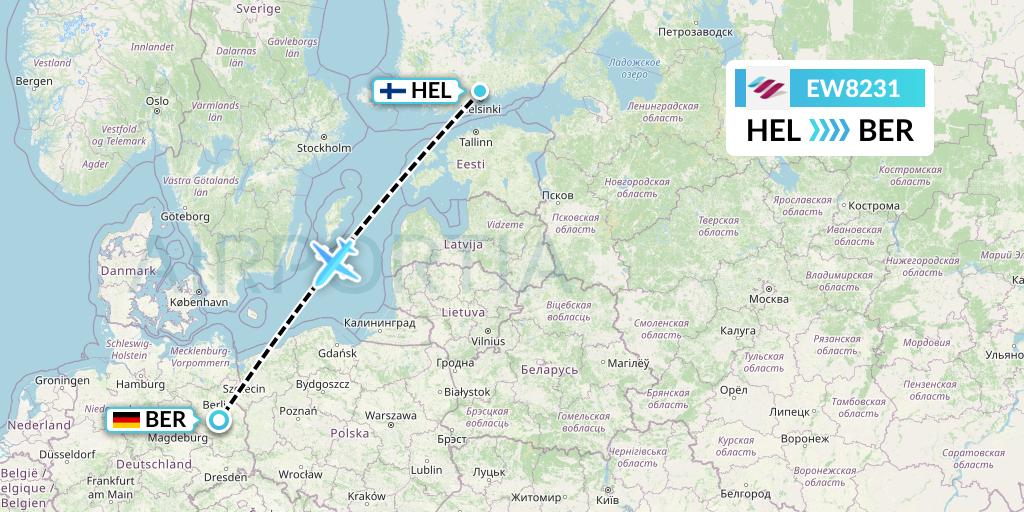 EW8231 Eurowings Flight Map: Helsinki to Berlin