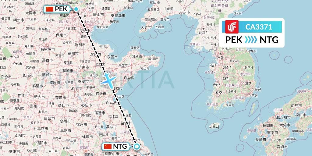 CA3371 Air China Flight Map: Beijing to Nantong