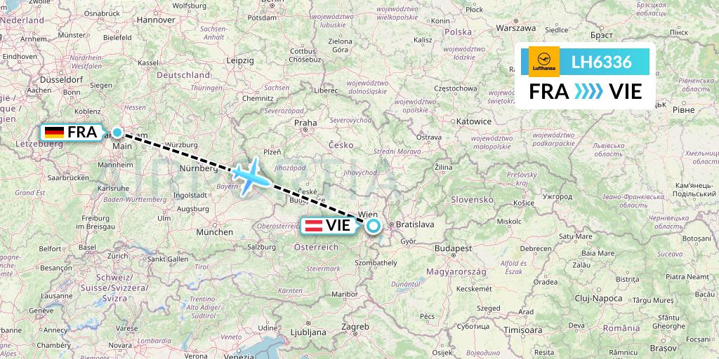 LH6336 Lufthansa Flight Map: Frankfurt to Vienna