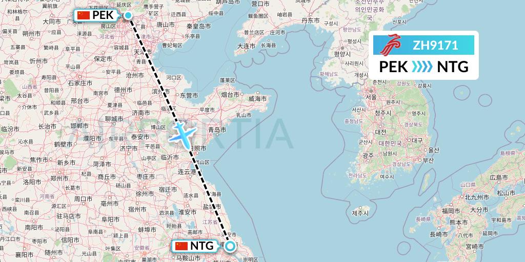 ZH9171 Shenzhen Airlines Flight Map: Beijing to Nantong