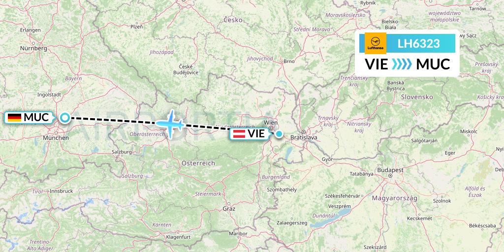 LH6323 Lufthansa Flight Map: Vienna to Munich
