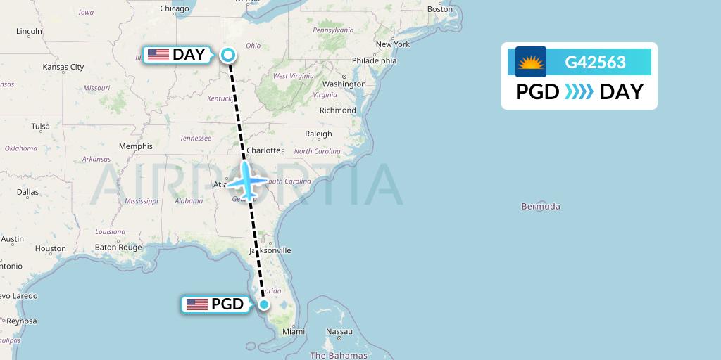 G42563 Allegiant Air Flight Map: Punta Gorda to Dayton