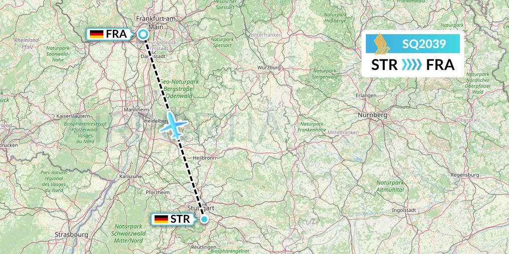 SQ2039 Singapore Airlines Flight Map: Stuttgart to Frankfurt