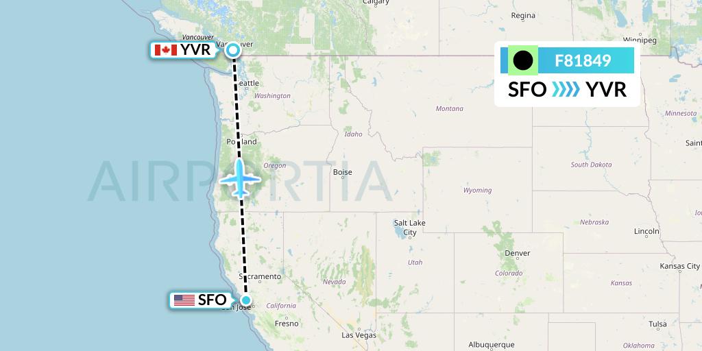 F81849 Flair Airlines Flight Map: San Francisco to Vancouver
