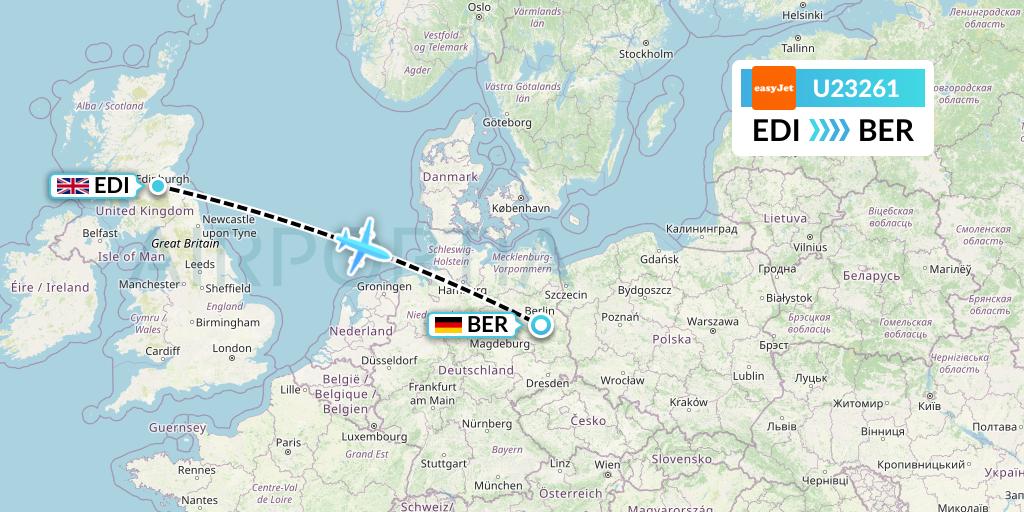 U23261 EasyJet Flight Map: Edinburgh to Berlin