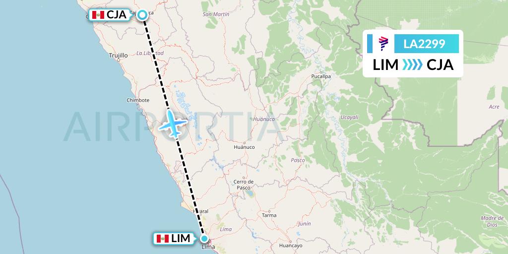 LA2299 LAN Airlines Flight Map: Lima to Cajamarca