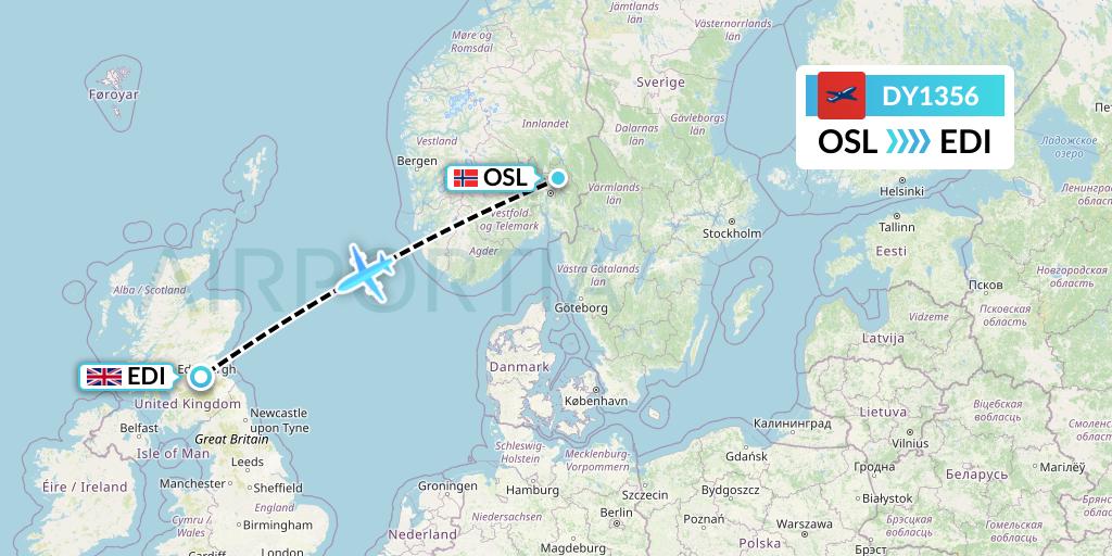 DY1356 Norwegian Flight Map: Oslo to Edinburgh