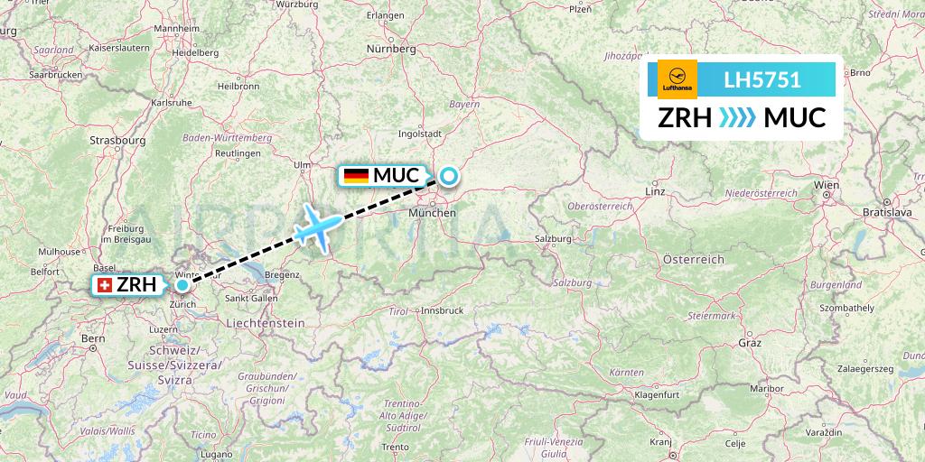 LH5751 Lufthansa Flight Map: Zurich to Munich