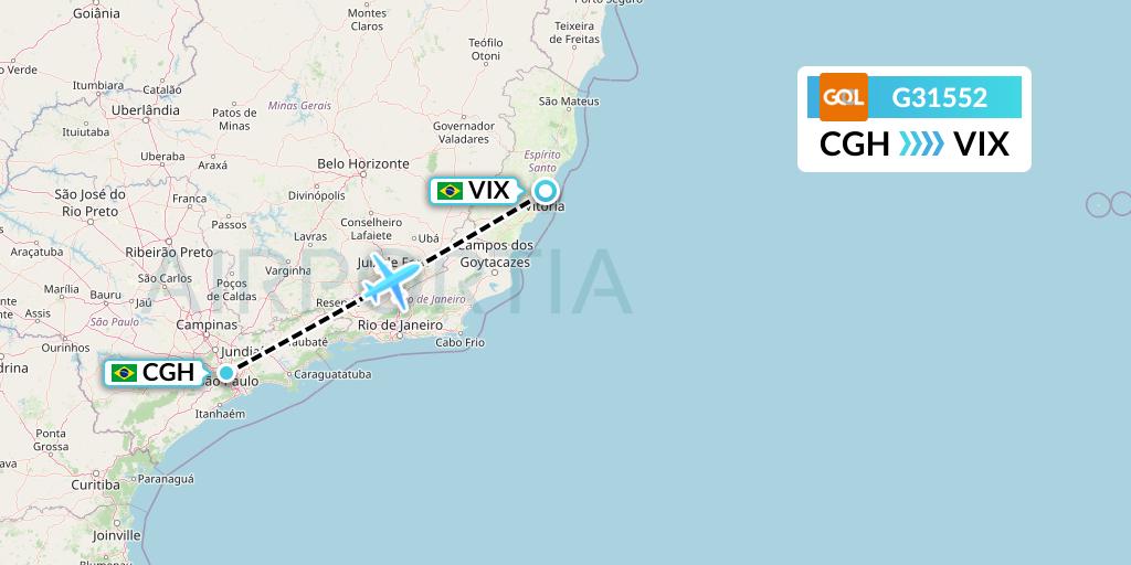 G31552 GOL Transportes Aeros Flight Map: Sao Paulo to Vitoria