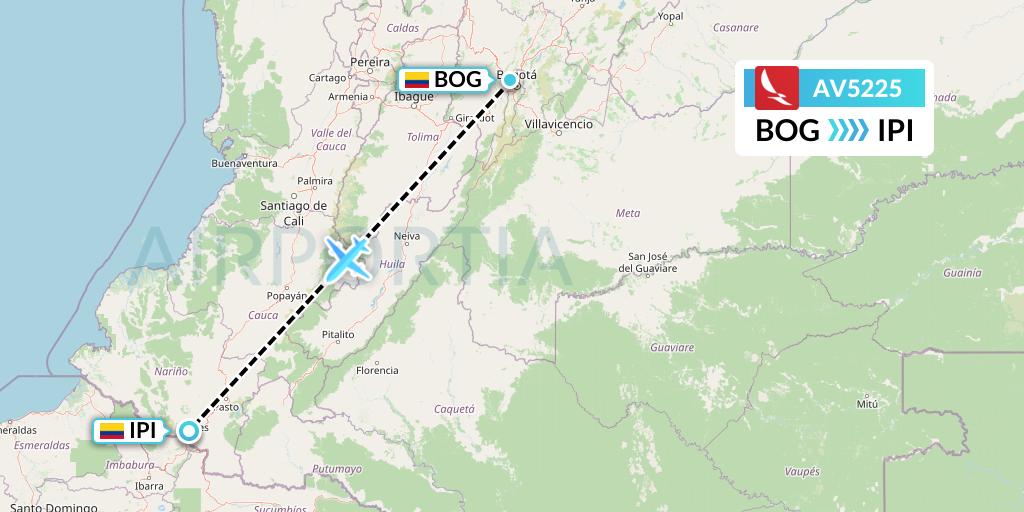 AV5225 Avianca Flight Map: Bogota to Ipiales