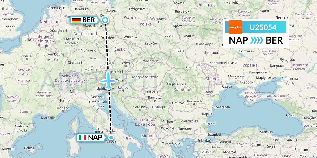 U25054 EasyJet Flight Map: Naples to Berlin