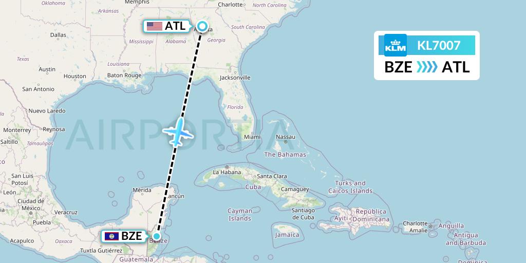KL7007 Flight Status KLM Belize City to Atlanta (KLM7007)