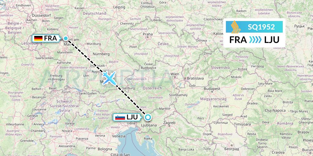 SQ1952 Singapore Airlines Flight Map: Frankfurt to Ljubljana