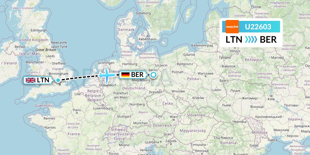U22603 EasyJet Flight Map: London to Berlin
