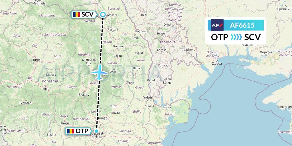 AF6615 Air France Flight Map: Bucharest to Suceava