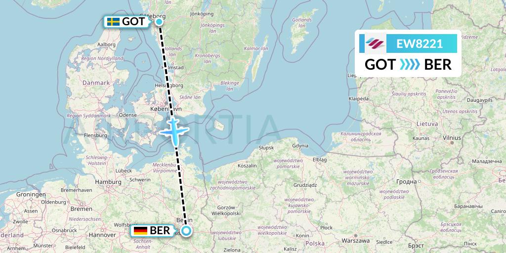 EW8221 Eurowings Flight Map: Gothenburg to Berlin