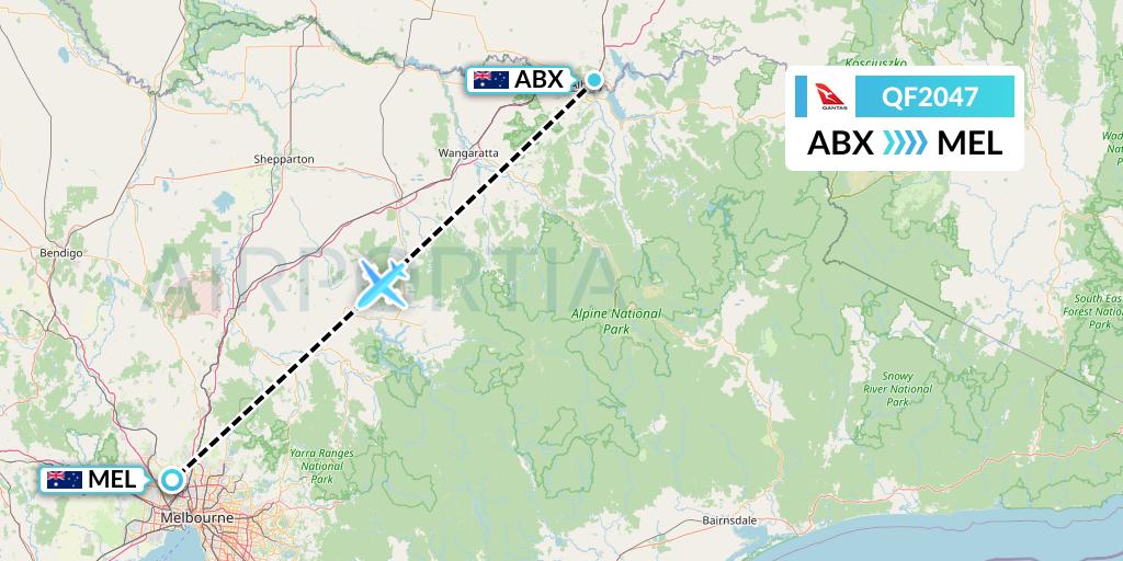 QF2047 Qantas Flight Map: Albury to Melbourne