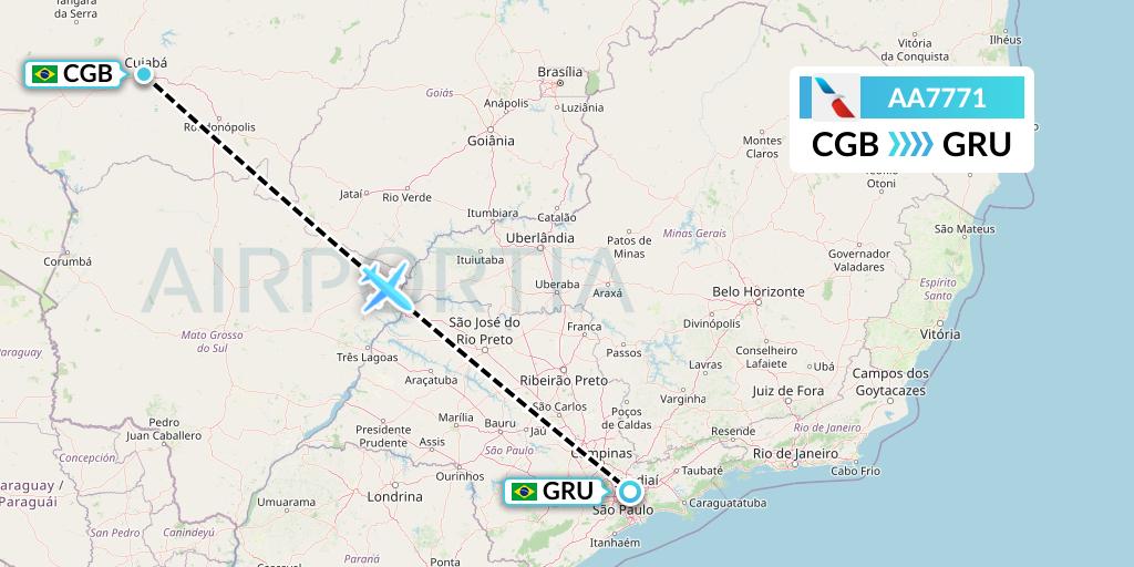 AA7771 American Airlines Flight Map: Cuiaba to Sao Paulo