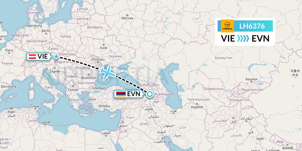 LH6376 Lufthansa Flight Map: Vienna to Yerevan