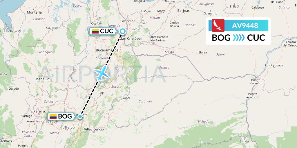 AV9448 Avianca Flight Map: Bogota to Cucuta