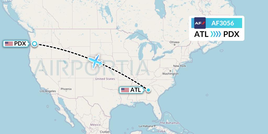 AF3056 Air France Flight Map: Atlanta to Portland