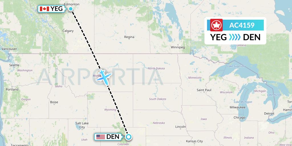 AC4159 Air Canada Flight Map: Edmonton to Denver