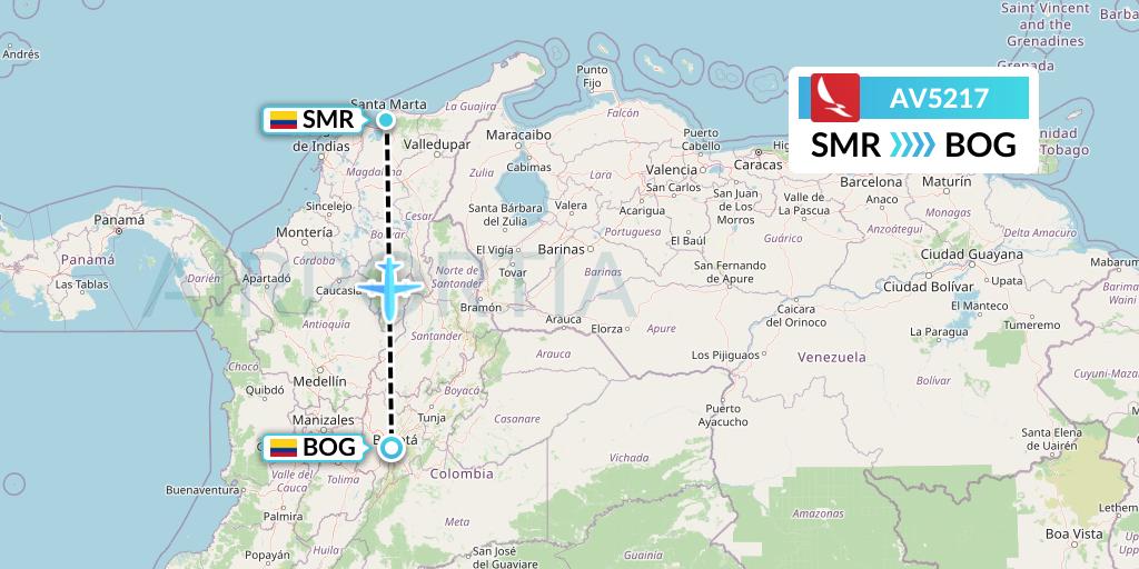 AV5217 Avianca Flight Map: Santa Marta to Bogota