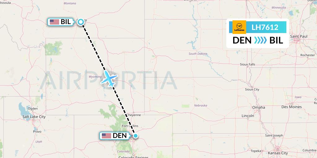LH7612 Lufthansa Flight Map: Denver to Billings