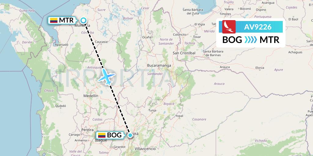 AV9226 Avianca Flight Map: Bogota to Monteria