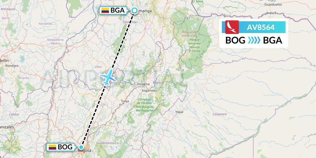 AV8564 Avianca Flight Map: Bogota to Bucaramanga
