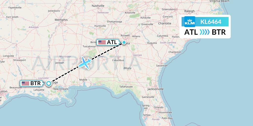 KL6464 Flight Status KLM Atlanta to Baton Rouge (KLM6464)