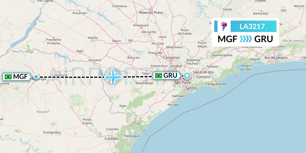 LA3217 LAN Airlines Flight Map: Maringa to Sao Paulo