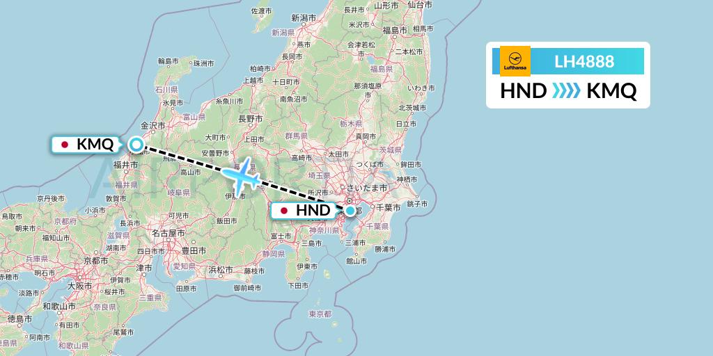 LH4888 Lufthansa Flight Map: Tokyo to Komatsu