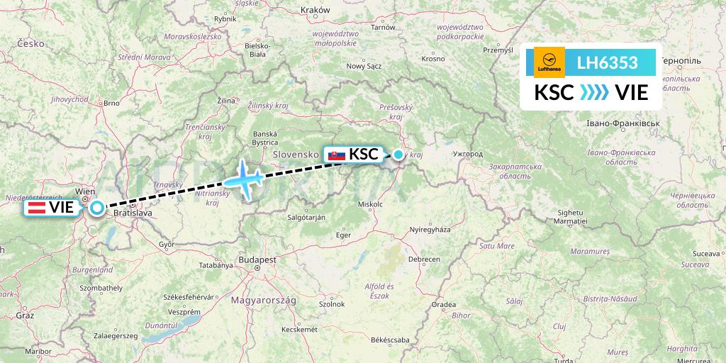 LH6353 Lufthansa Flight Map: Kosice to Vienna
