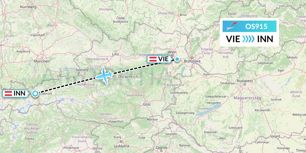 OS915 Austrian Airlines Flight Map: Vienna to Innsbruck
