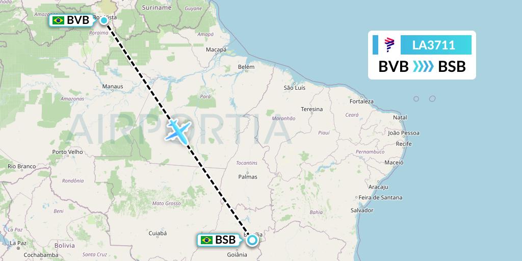 LA3711 LAN Airlines Flight Map: Boa Vista to Brasilia