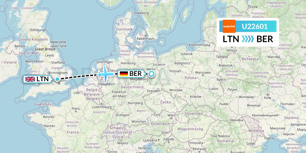U22601 EasyJet Flight Map: London to Berlin