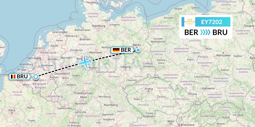 EY7202 Etihad Airways Flight Map: Berlin to Brussels