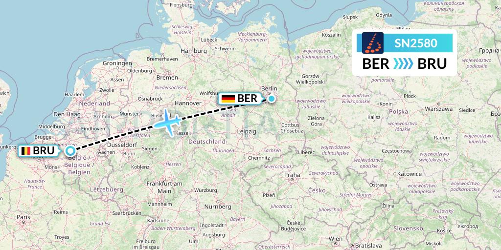 SN2580 Brussels Airlines Flight Map: Berlin to Brussels