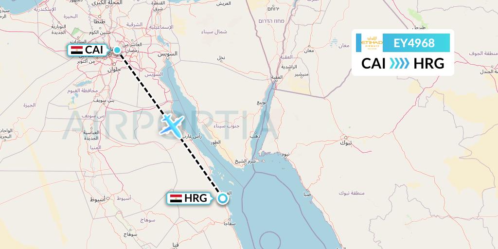 EY4968 Etihad Airways Flight Map: Cairo to Hurghada