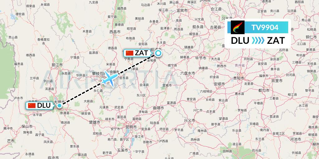 TV9904 Tibet Airlines Flight Map: Dali to Zhaotong