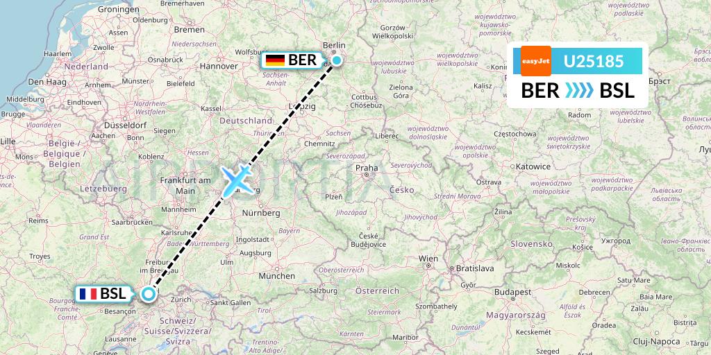 U25185 EasyJet Flight Map: Berlin to Basel